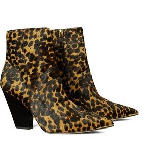 Tory Burch Lila Genuine Leopard Print Calf Hair PointedToe Bootie - Duplicate